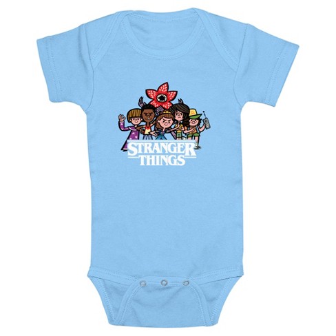 Infant's Stranger Things Cartoon Characters Logo Onesie - Light Blue - 18  Months : Target