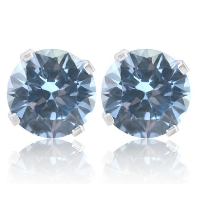 Pompeii3 1Ct TW Blue Topaz Studs in 10k White or Yellow Gold
