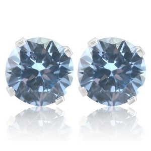 Pompeii3 1Ct TW Blue Topaz Studs in 10k White or Yellow Gold - 1 of 3