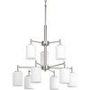 Progress Lighting Replay 9-Light Two-Tier Chandelier, Brushed Nickel, White Glass Shade - 4 of 4