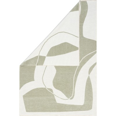Sevyn Green and White Abstract Reversible 4' x 6' Area Rug