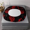 Luupatchy 4 Pcs Retro Red Rose Comforter Set With 1 Fitted Sheet, 1 Flat Sheet And 2 Pillowcases, For Kids Teens Boys Girls Adults Bedroom - 2 of 4