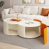 Elegant Round Nesting Coffee Table Set, Modern End Tables with Extendable Sliding Tabletop for Living Room, Office - ModernLuxe - 2 of 4