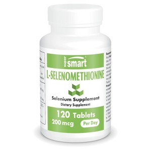SuperSmart L-Selenomethionine 200mcg per Day (Selenium Supplement) - High Absorption - Essential Trace Mineral | Non-GMO & Gluten Free - 120 Tablets - 1 of 1