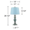 Regency Hill Patsy Country Cottage Table Lamps 26 1/2" High Set of 2 Blue Gray Washed Hardback Drum Shade for Bedroom Living Room House Home Bedside - 4 of 4