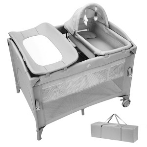 5-in-1 Pack and Play, Baby Bedside Sleeper with Bassinet, Portable Crib, Diaper Changer, Playard and Hanging Toy, Nursery Center, Toddlers - 1 of 4