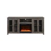 70" Particle Board Finish Fireplace TV Stand with Heater, LED Lights, Cabinets, and Shelves for Living Room - 3 of 4