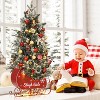 homfan Pre-installed lighted Christmas tree, snowflake Christmas tree, sleigh base, artificial Christmas tree for home decoration - 3 of 4