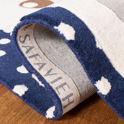 Navy and Ivory Bunny Hand-Tufted Wool Kids Rug 8' x 10'