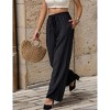 Women's High Waist Casual Pants Drawstring Waist Straight Leg Trousers - 3 of 4