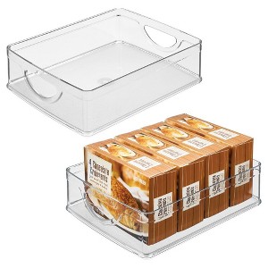 iDesign Plastic Stackable Pantry Bin with Handles - Set of 2 - Clear, USA Made - 1 of 4