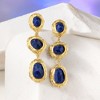 Ross-Simons 19.90 ct. t.w. Sapphire Station Drop Earrings in 18kt Gold Over Sterling - 3 of 4