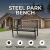 Four Seasons Courtyard Outdoor Park Bench Backyard Garden, Front Porch, or Walking Path Furniture Seating with Powder Coated Steel Frame, Black - 2 of 4
