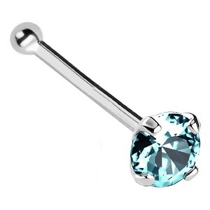 Jewelry Avalanche 22G 14K Gold Ball-end Nose Stud with Blue Topaz Gemstone - 1 of 2
