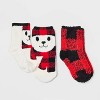 Toddler Buffalo Check Plaid Bear 2pk Cozy Crew Socks with Gift Card Holder - Wondershop™ White/Red/Black  Red 2T-3T - image 2 of 3