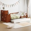 TIRAMISUBEST 95.5in Twin Size Wood Platform Bed with Guardrails Kids Bed Children's Bed Frame Brown - 4 of 4
