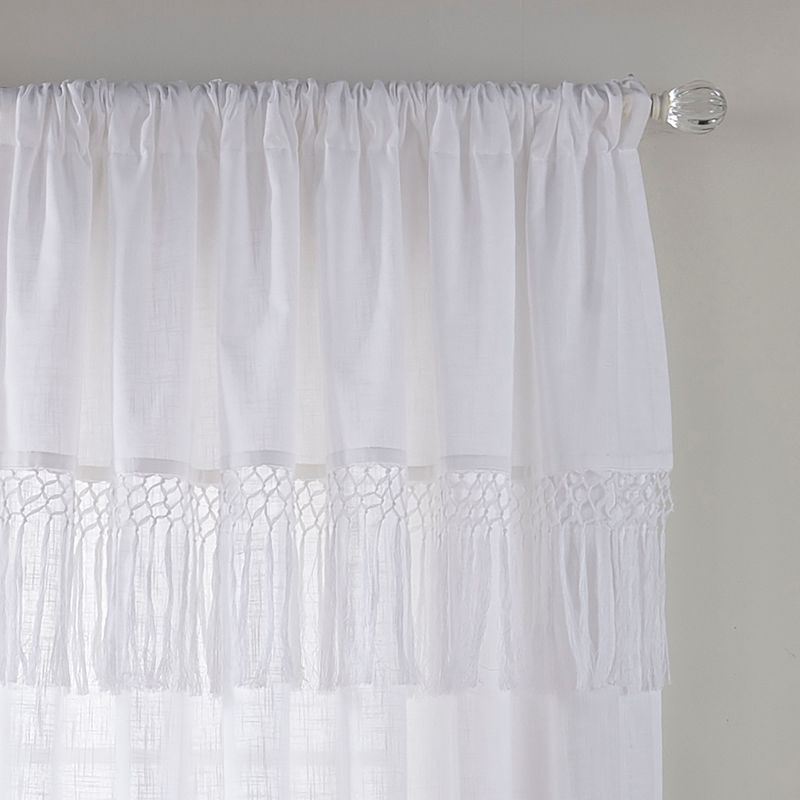 Calypso Boho Macramé Tassel Semi Sheer Single Window Curtain Panel - Elrene Home Fashions, 2 of 4