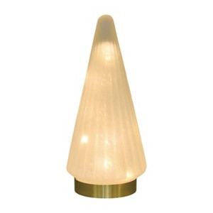Transpac Light Up White Frosted Glass Tree Decorative Object Battery Operated Prelit Christmas Tabletop Sculpture - 1 of 1