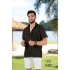 LA LEELA Men's Hawaiian Shirt Funny Pocket Medium Plain Black - image 2 of 4