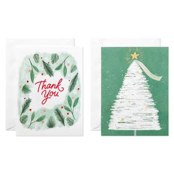 10ct Thank you and Christmas Tree Dual Blank Christmas Cards