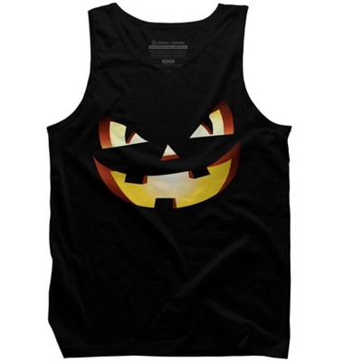 Men's Design By Humans Halloween Pumpkin Evil Smiley Face By artdim Tank Top