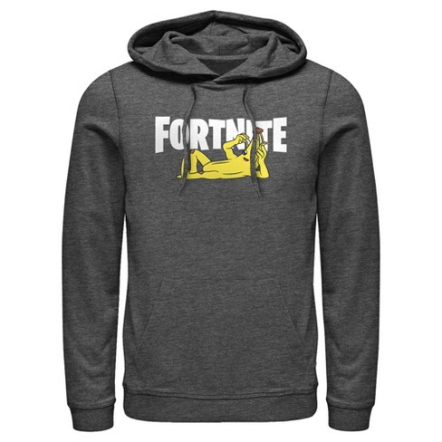 Men s Fortnite Peel Yourself Logo Pull Over Hoodie Charcoal Heather 2X Large