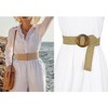 INSPIRE CHIC Women's Woven Stretch Straw Rattan Wooden Buckle Elastic Wide Waist Belt - 4 of 4