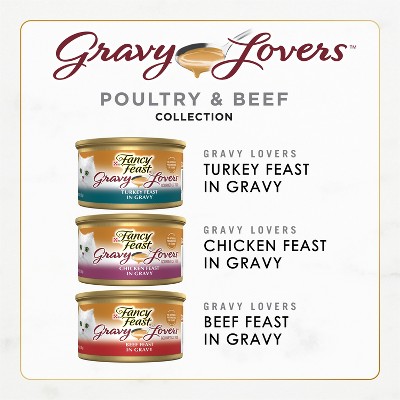 Purina Fancy Feast Gravy Lovers Chicken, Turkey &#38; Beef Collection Gourmet Wet Cat Food - 3oz/30ct Variety Pack