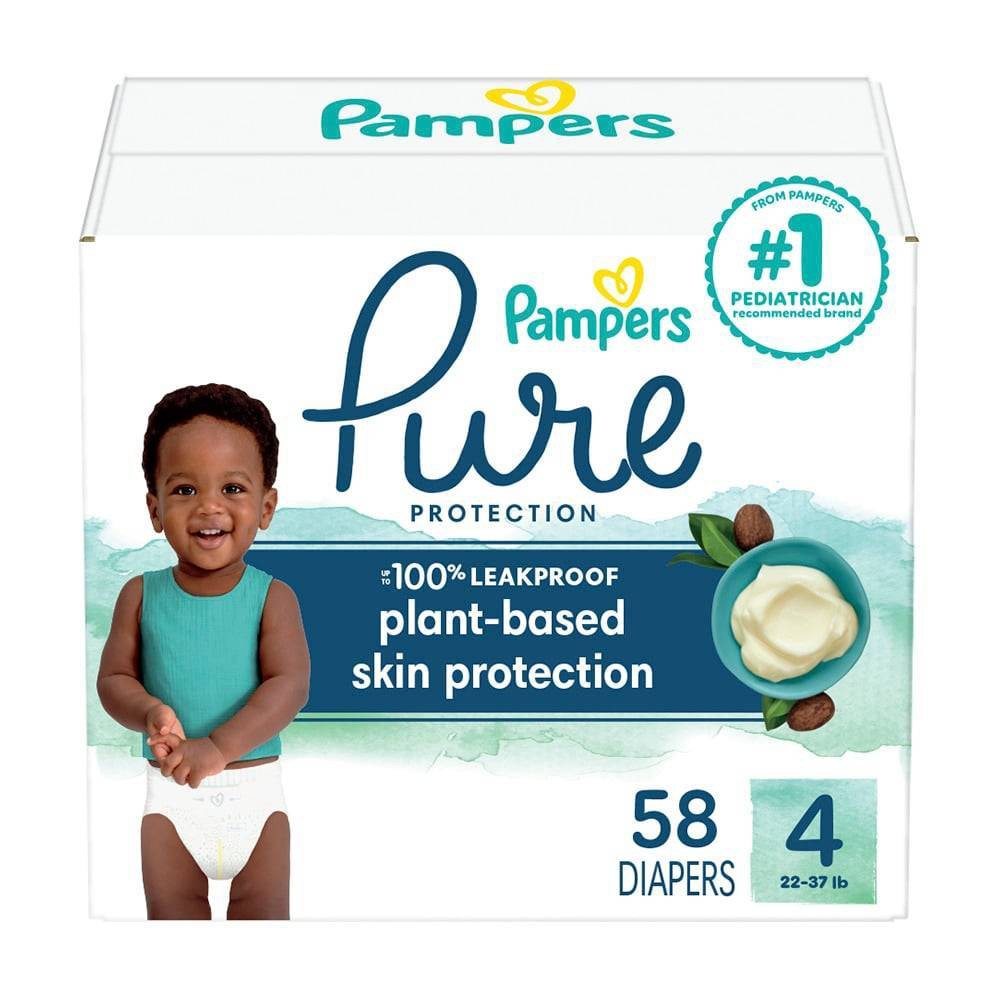 Pampers Pure Protection Diapers Super Pack - Size 4 - 58ct