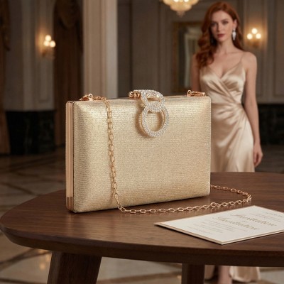 Сумки INSPIRE CHIC Clutch Purses for Women Rhinestone Party Prom Evening Handbag with Chain Silver 7.9*1.2*4.7 inches — фото 4