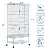 69'' Extra Large Bird Cage Metal Parrot Cage w/Detachable Stand for Mid-Sized Parrots Cockatiels Conures Parakeets Lovebirds Budgie Finch, White - 4 of 4