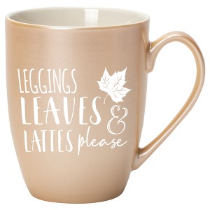 Elanze Designs Leggings Leaves & Lattes Please Pearlescent Sand 10 ounce New Bone China Coffee Cup Mug - 1 of 4