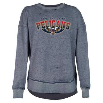 NBA New Orleans Pelicans Women's Ombre Arch Print Burnout Crew Neck Fleece Sweatshirt