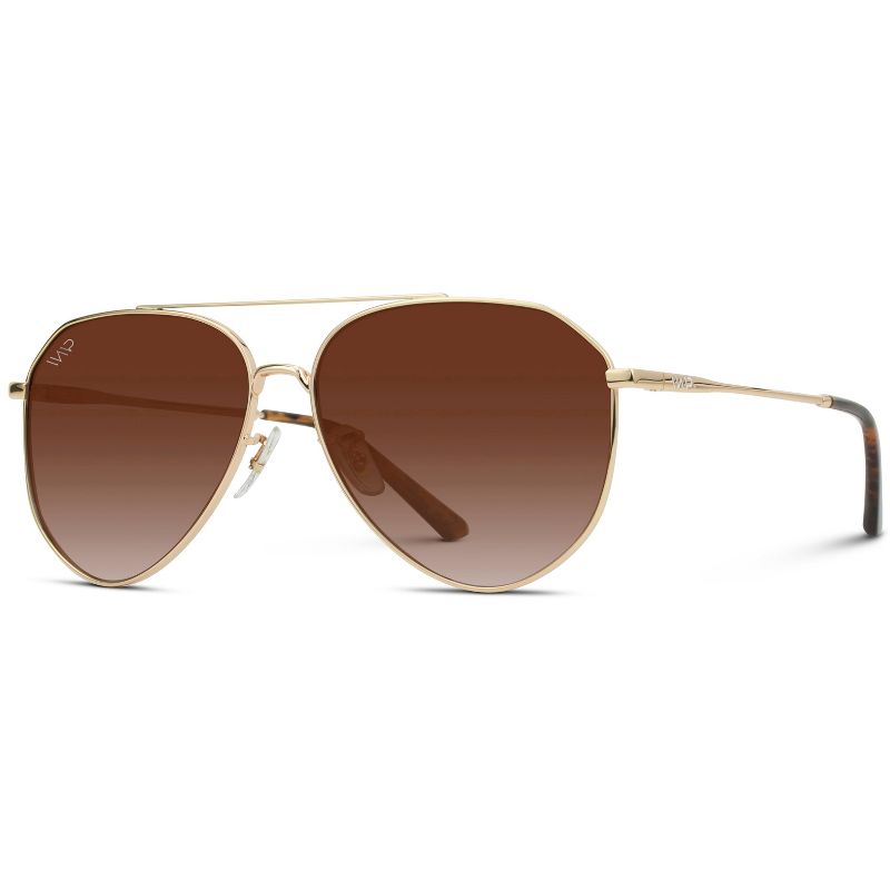 WMP Eyewear Geometric Metal Frame Aviator Polarized Sunglasses, 2 of 5
