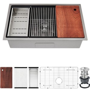 Undermount Kitchen Sink, 23x18 Inch Under Counter Sink, Stainless Steel Ledge Workstation Kitchen Sinks with Built-In Accessories,Kitchen Sink Basin - 1 of 4