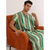 Lars Amadeus Men's V Neck Short Sleeves Color Block Striped Nightshirt - 2 of 4