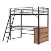 Whisen Stylish Design Metal Frame Loft Bed with Shelves and L-shaped Desk - 4 of 4