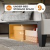 COMHOMA King Bed Frame, Upholstered Platform Bed with Headboard Wingback, Soft Line Fabric, No Box Spring Needed, Ivory White - 2 of 4