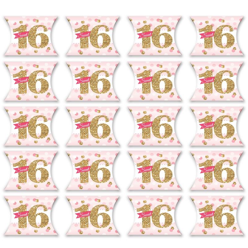 Big Dot of Happiness Sweet 16 - Favor Gift Boxes - 16th Birthday Party Petite Pillow Boxes - Set of 20, 5 of 9