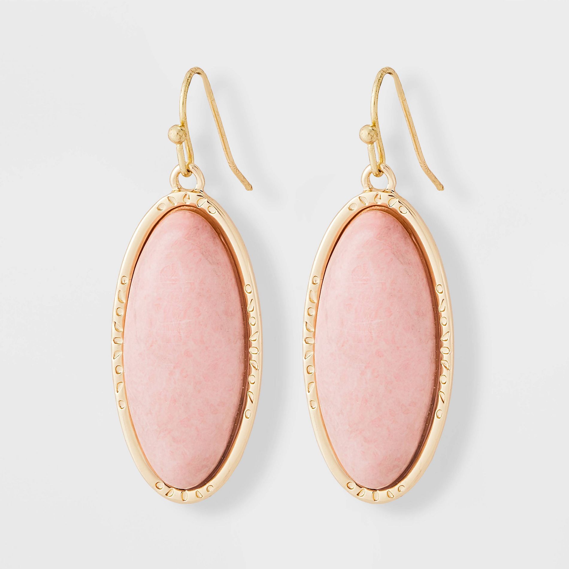 Western Oval Drop Earring With Semi Precious Stone - Universal Thread™ Gold/Coral