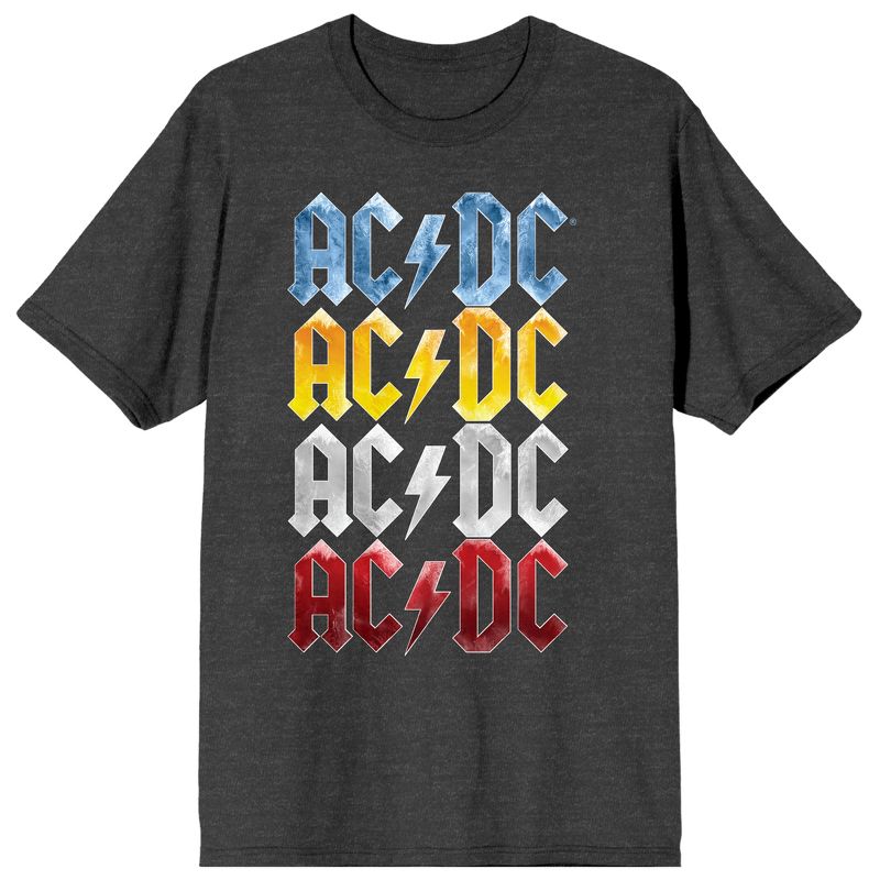 ACDC Color Repeat Logo Crew Neck Short Sleeve Charcoal Heather Women's T-shirt, 1 of 4