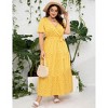 BLUEMING Summer Maxi Dress for Plus Size Women Tie Wasit Surplice Dress Flutter Sleeve A-Line Dress - 3 of 4