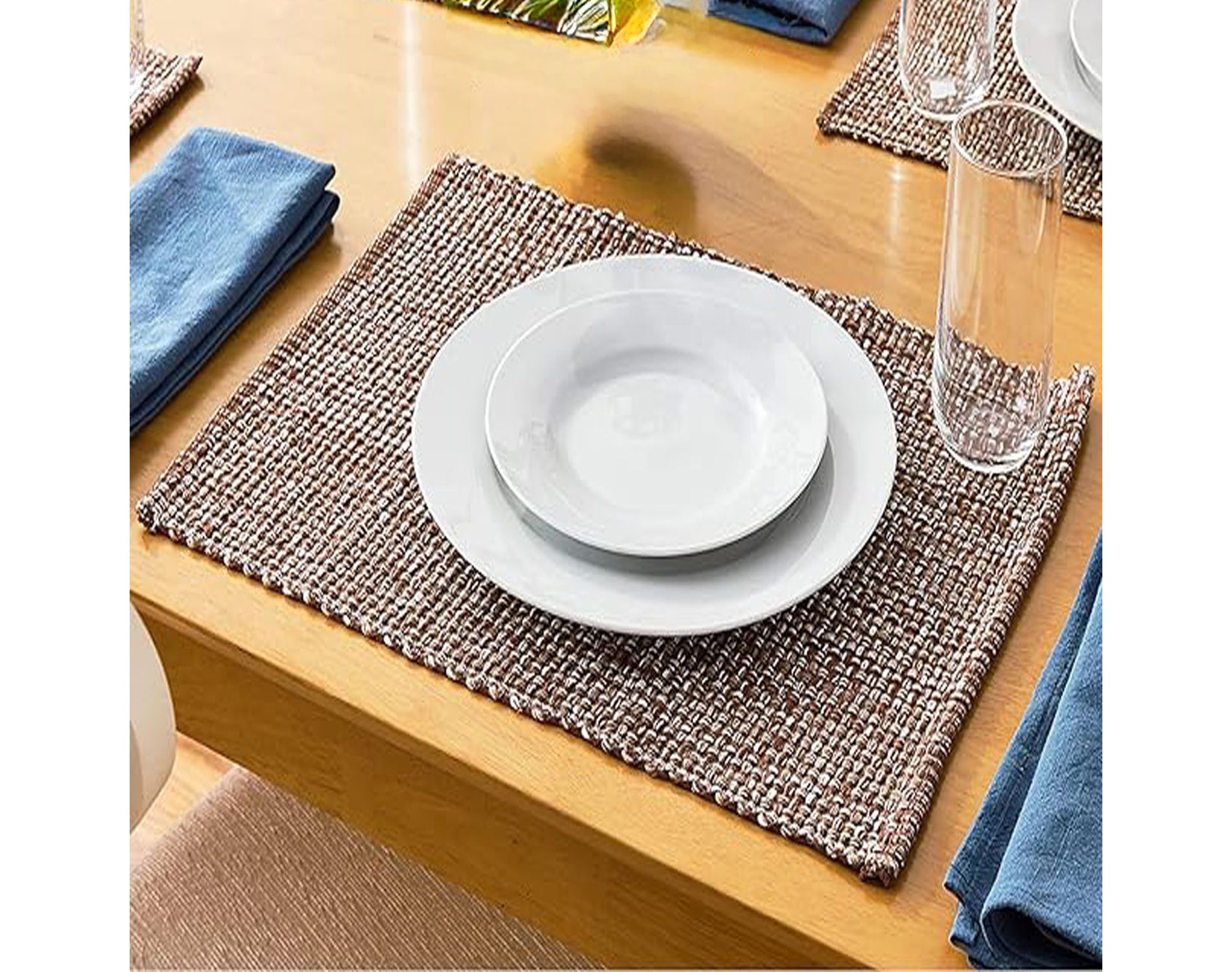 Two Tone Cotton Woven 13x19 Placemat Sets by Sweet Home Collection®