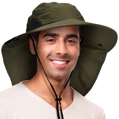 Tirrinia Neck Flap Wide Brim Sun hat for Adult, UPF 50 Sun Protection  Fishing Safari Hiking, Green
