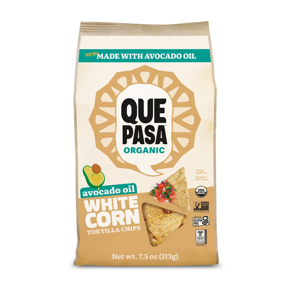 Que Pasa Organic Avocado Oil White Tortilla Chips - 7.5oz