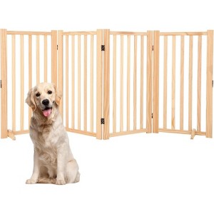 Wooden Freestanding Dog Gate, Pet Gate with Support Feet, Indoor Dog Fence for House, Doorways, Stairs, Expandable Pet Fence - 1 of 4
