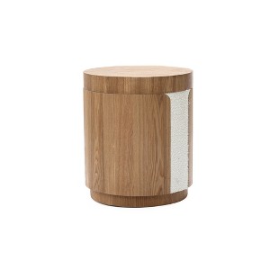 LuxenHome Modern MDF Wood Round Side Table with Ash Veneer, 18.5” Tall Brown - 1 of 4