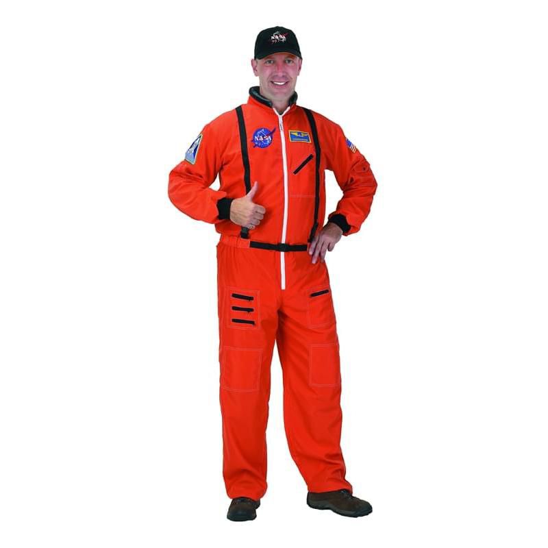 Adult Astronaut (Orange) Suit W/ Cap Costume, 1 of 2