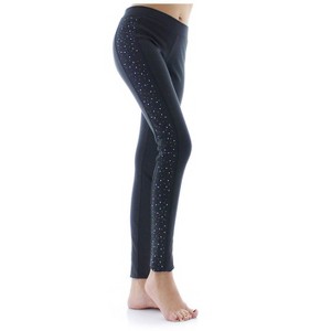 Memoi Glampagne Holiday Studded Cotton Blend Leggings Black S-M - 1 of 4