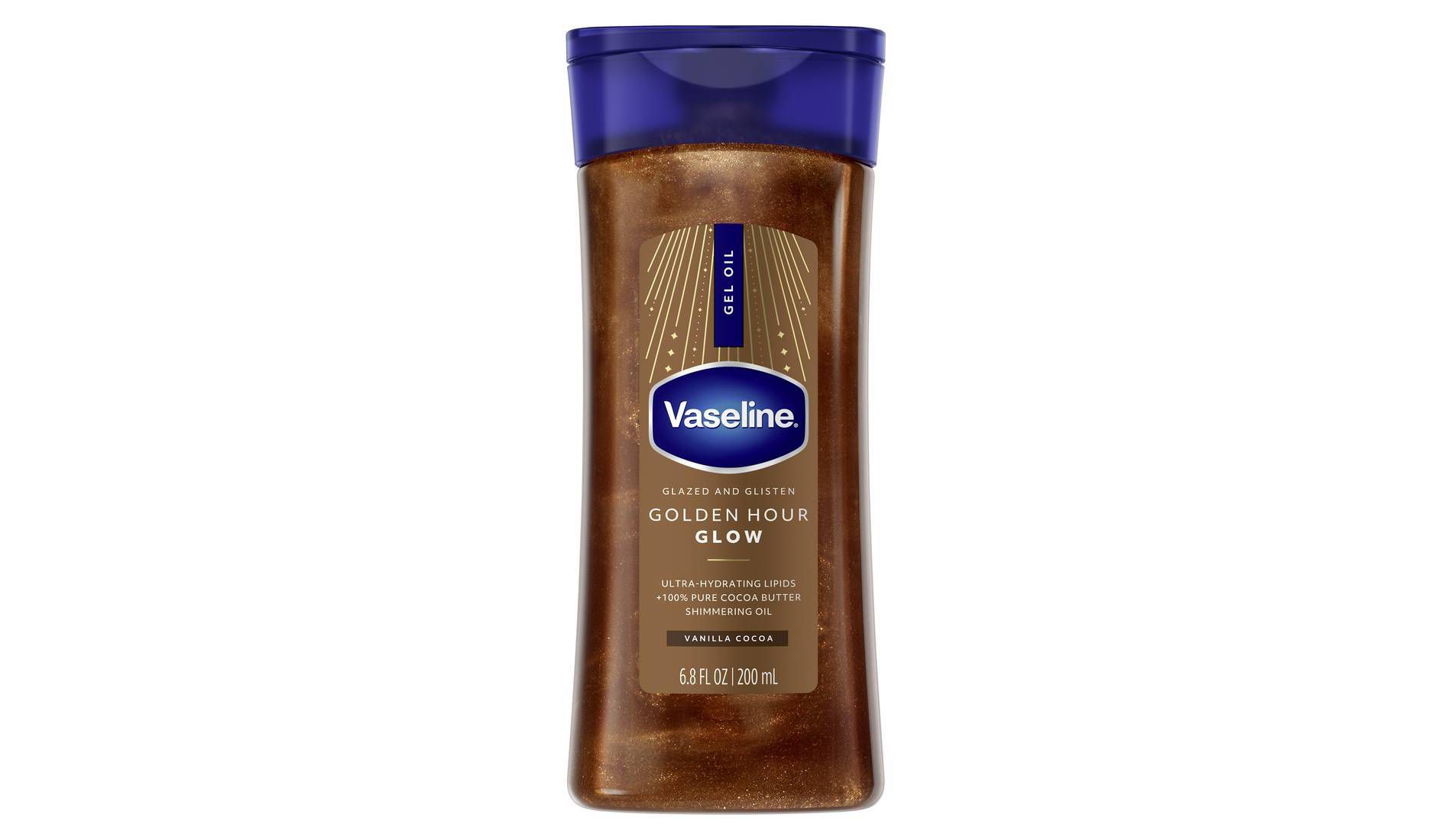 Vaseline Glazed & Glisten Vanilla Cocoa Shimmering Gel Body Oil - Golden Hour Glow - 6.8 fl oz